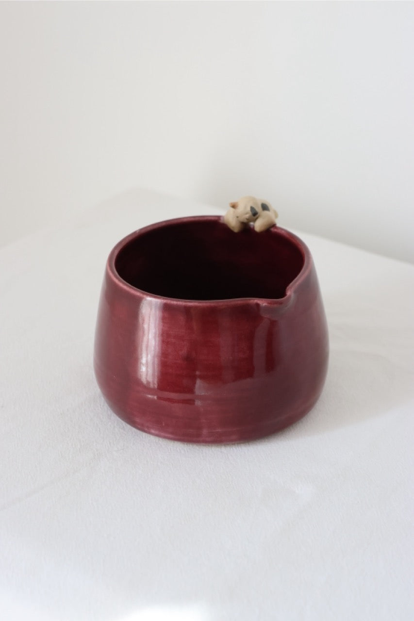Bol à matcha cassis chat accroché