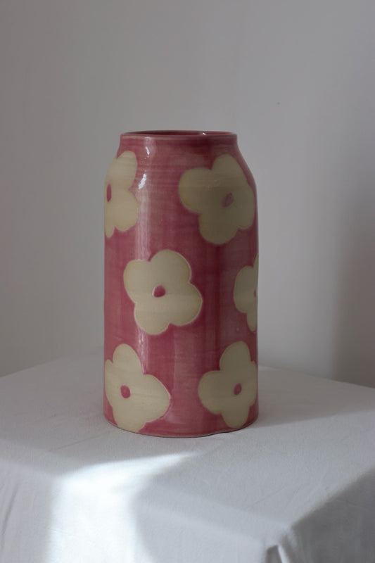 Vase fleurs rose