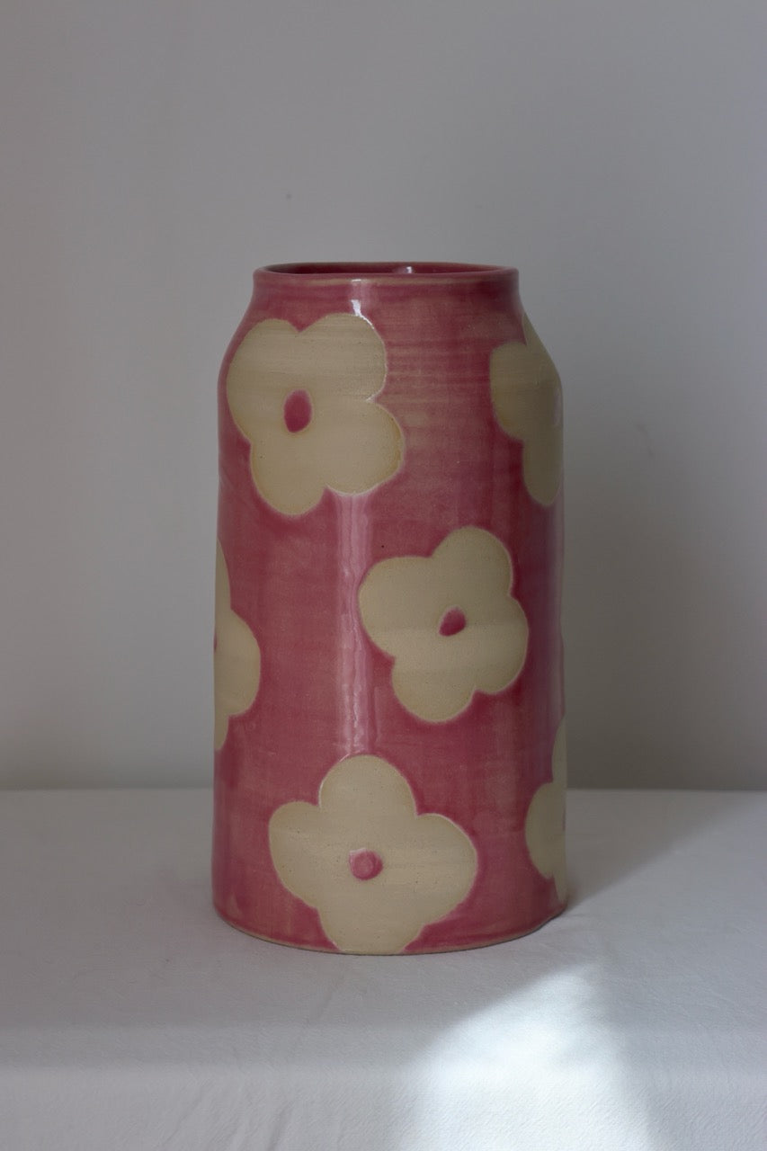 Vase fleurs rose