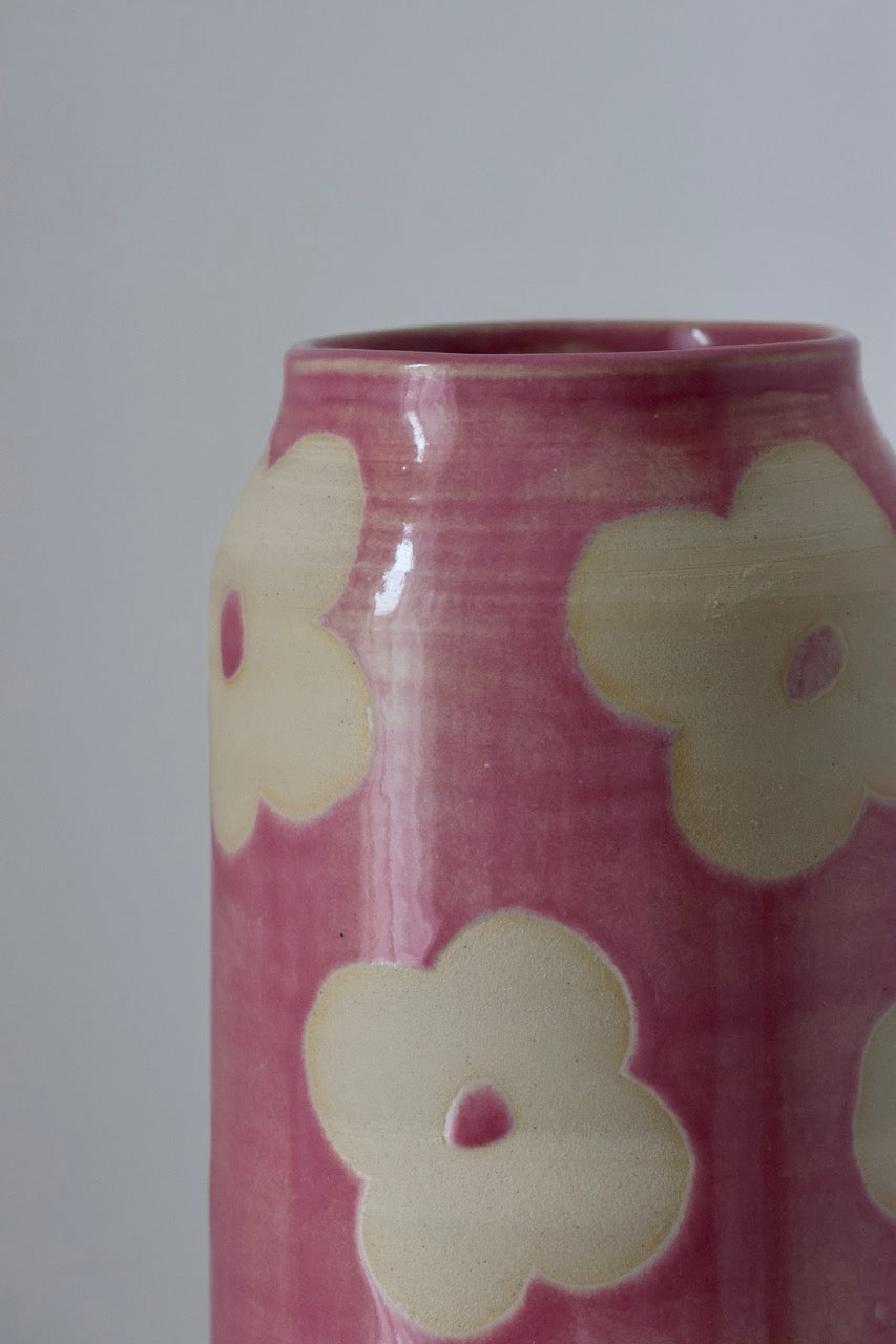 Vase fleurs rose