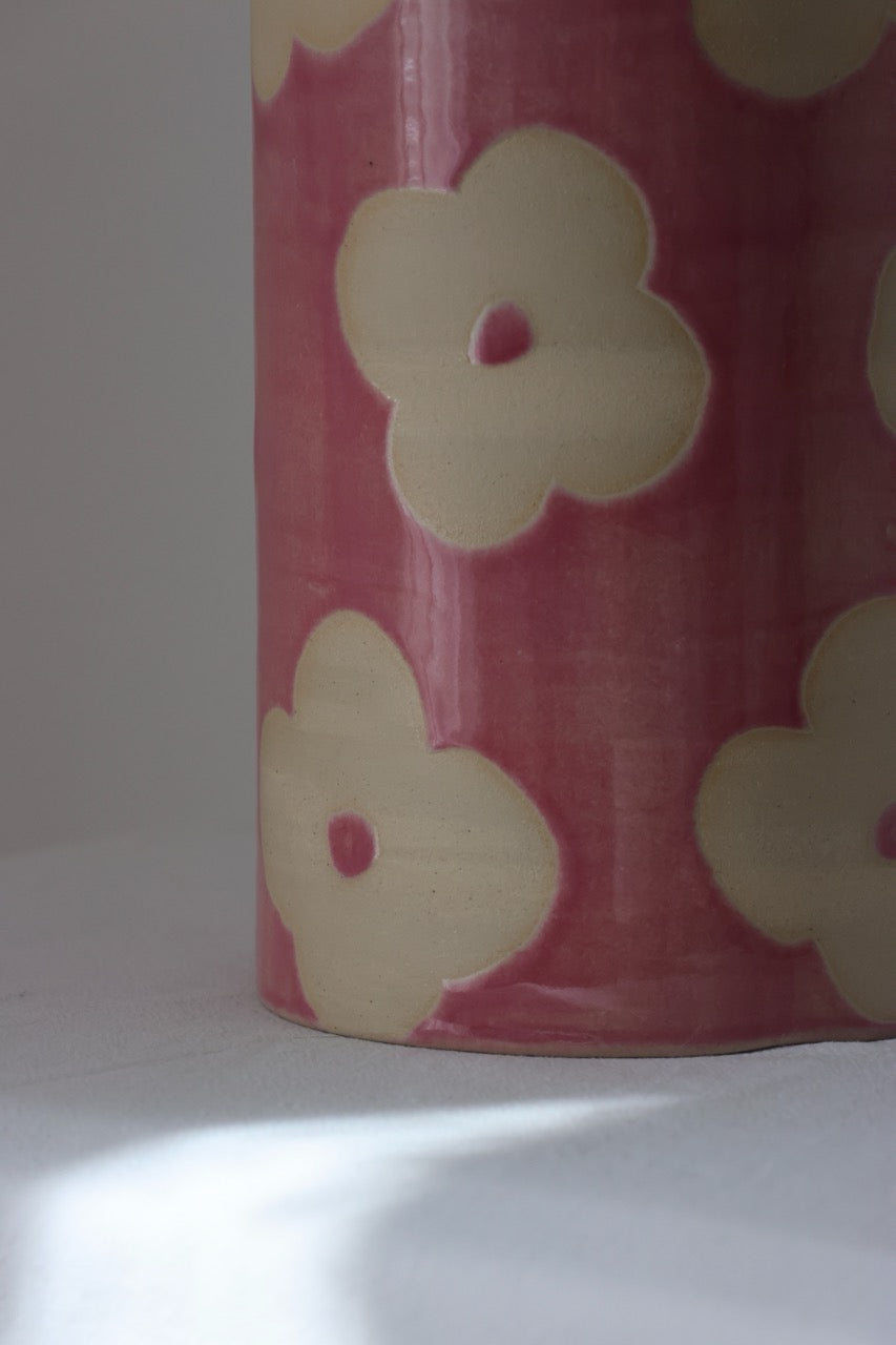Vase fleurs rose
