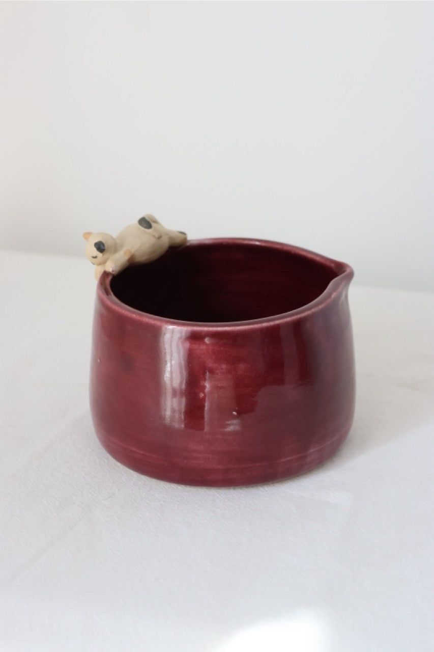 Bol à matcha cassis chat allongé