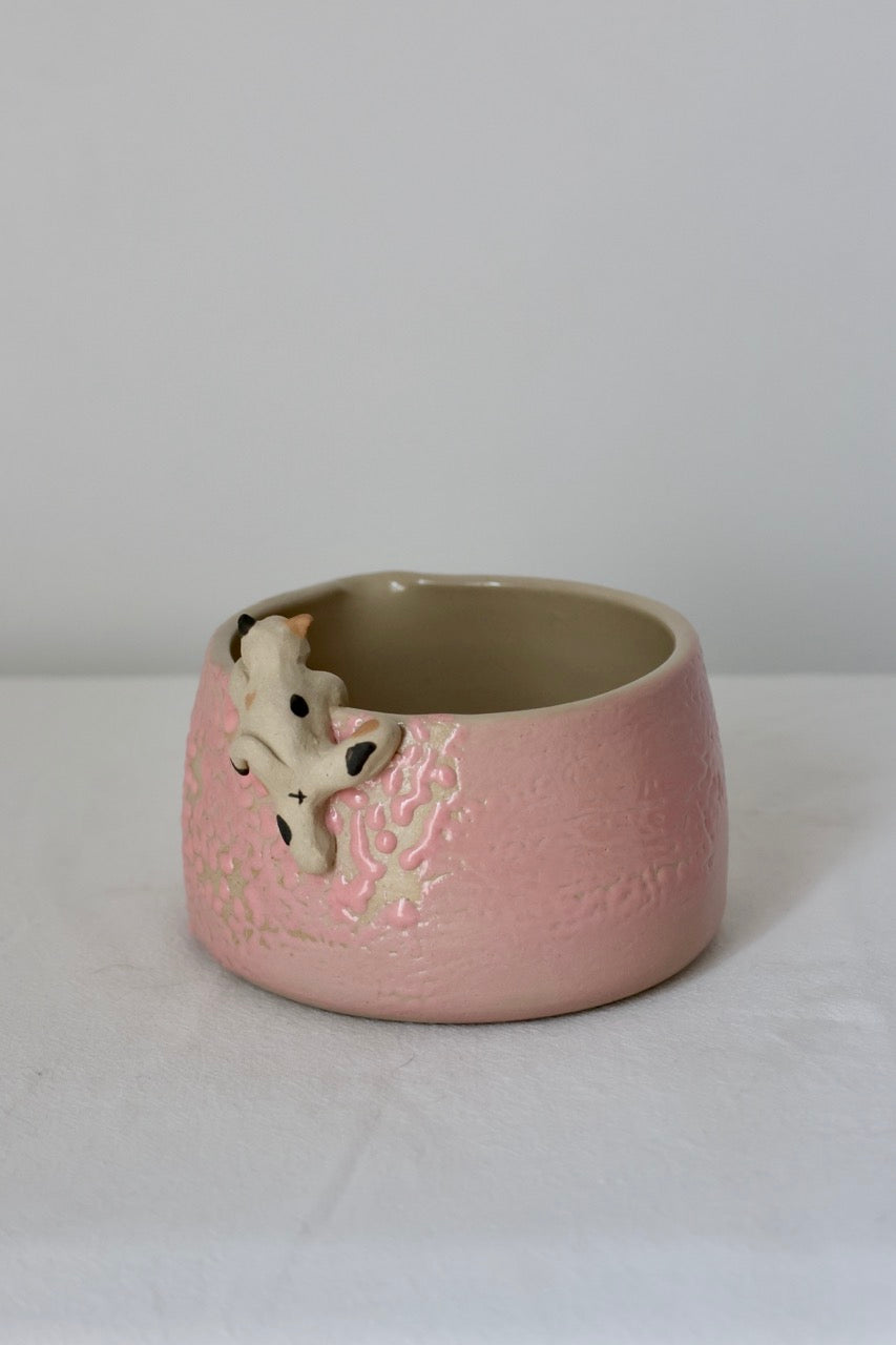 Bol à matcha rose chat grimpeur