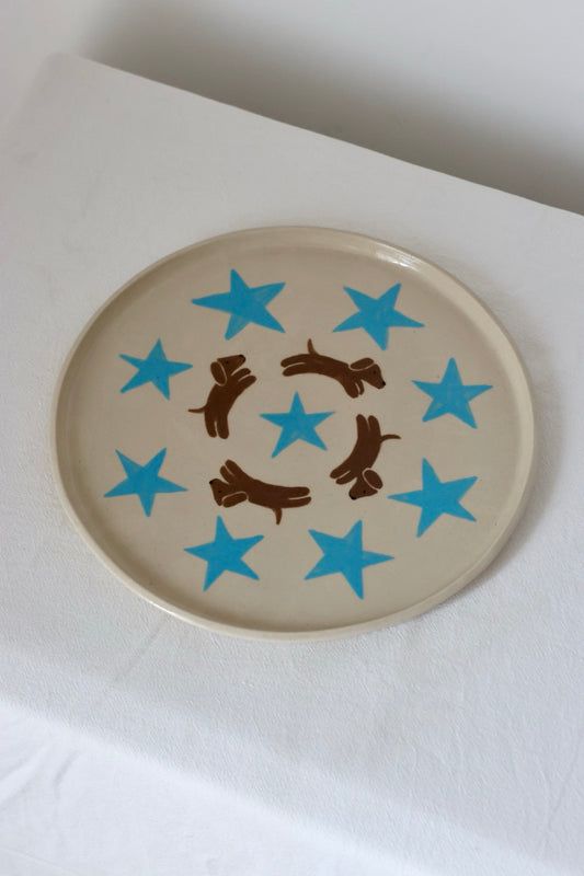 Assiette teckel & étoiles