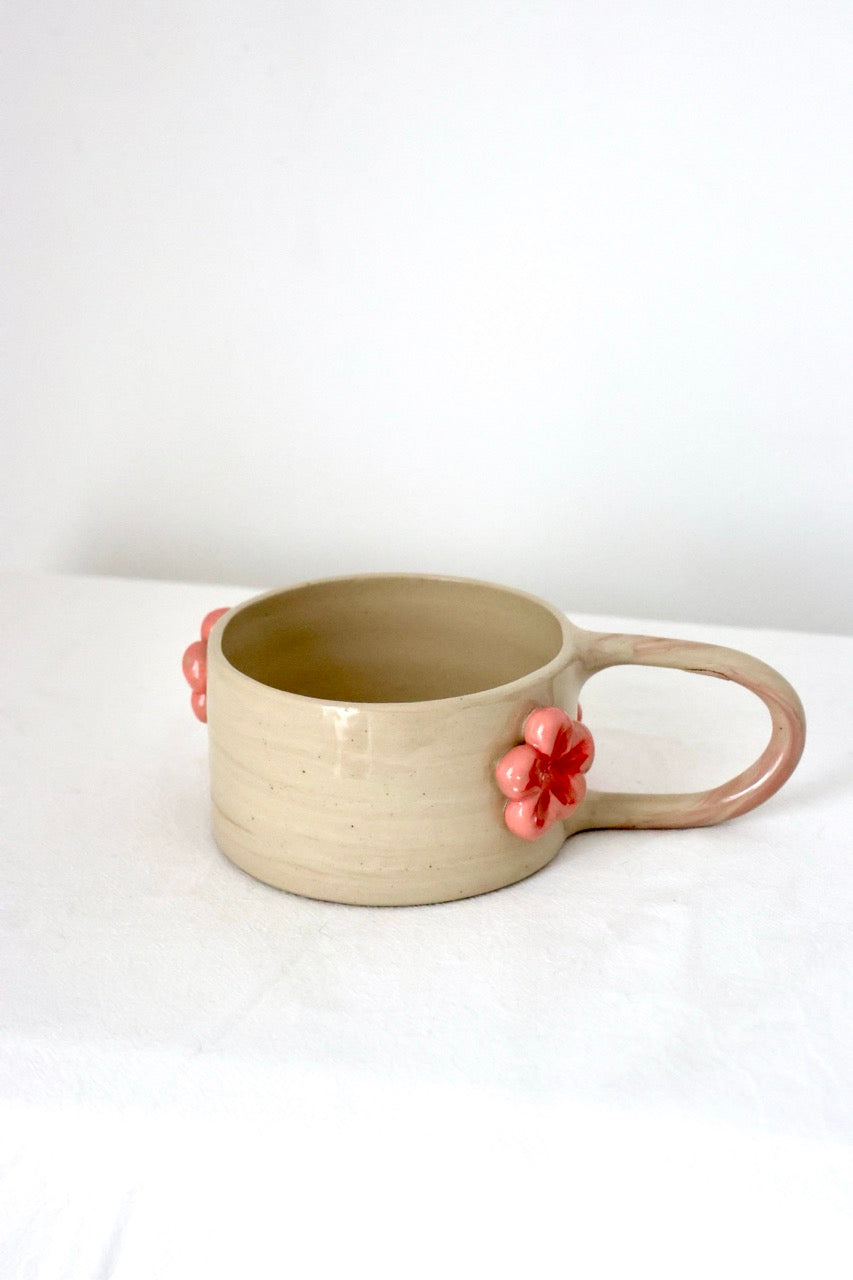 Tasse fleurs marbrée