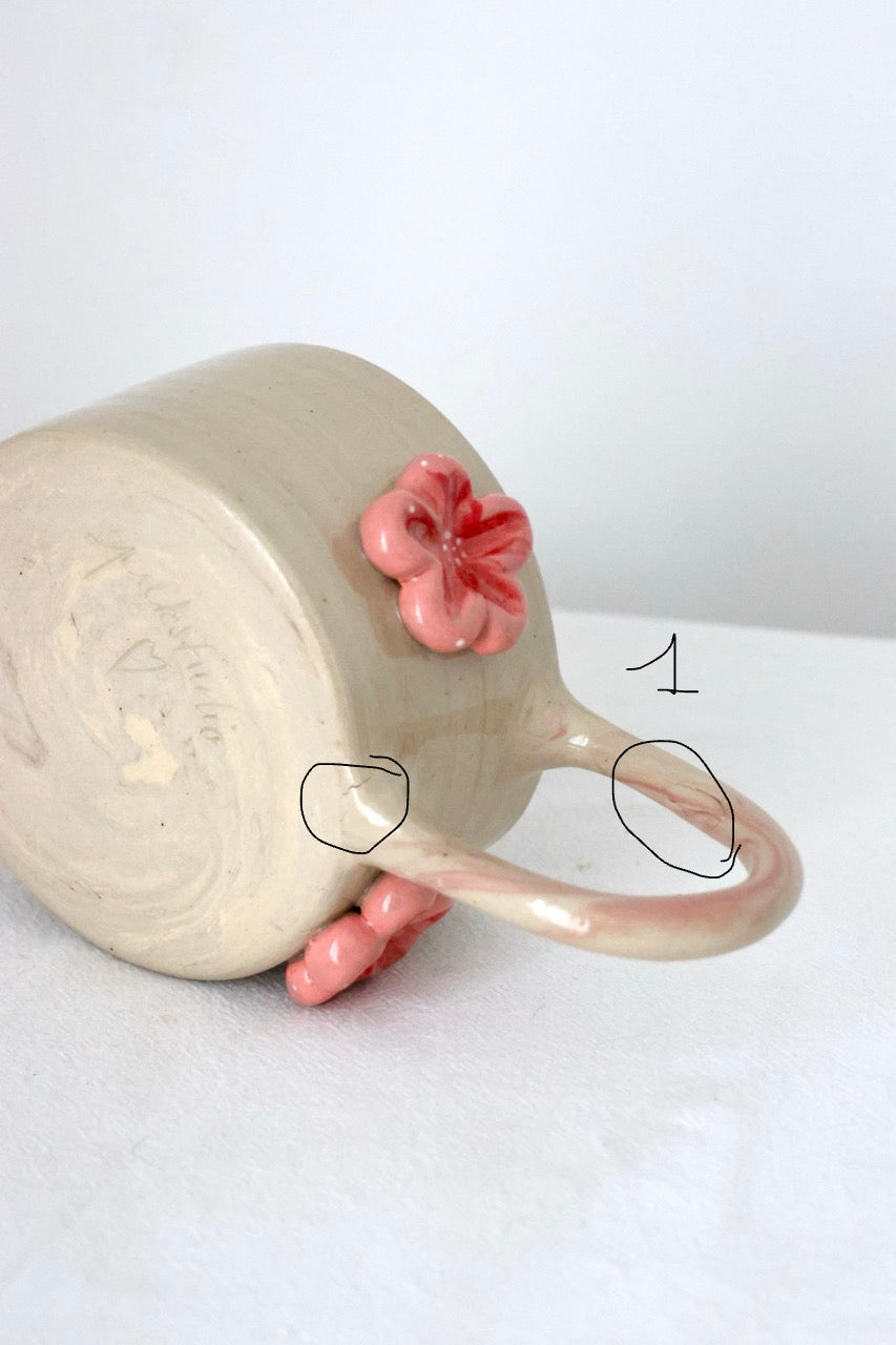 Tasse fleurs marbrée