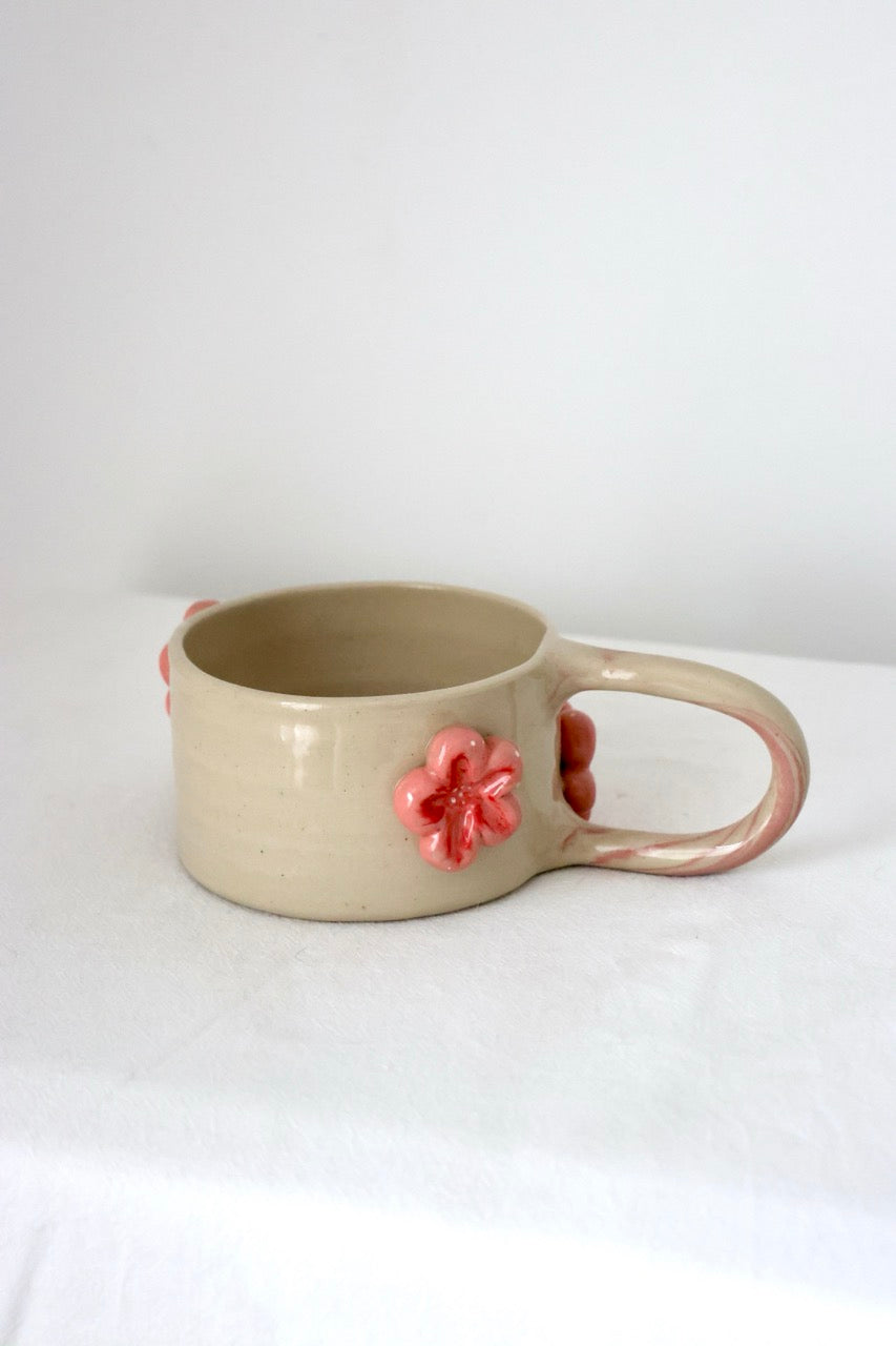 Tasse fleurs marbrée