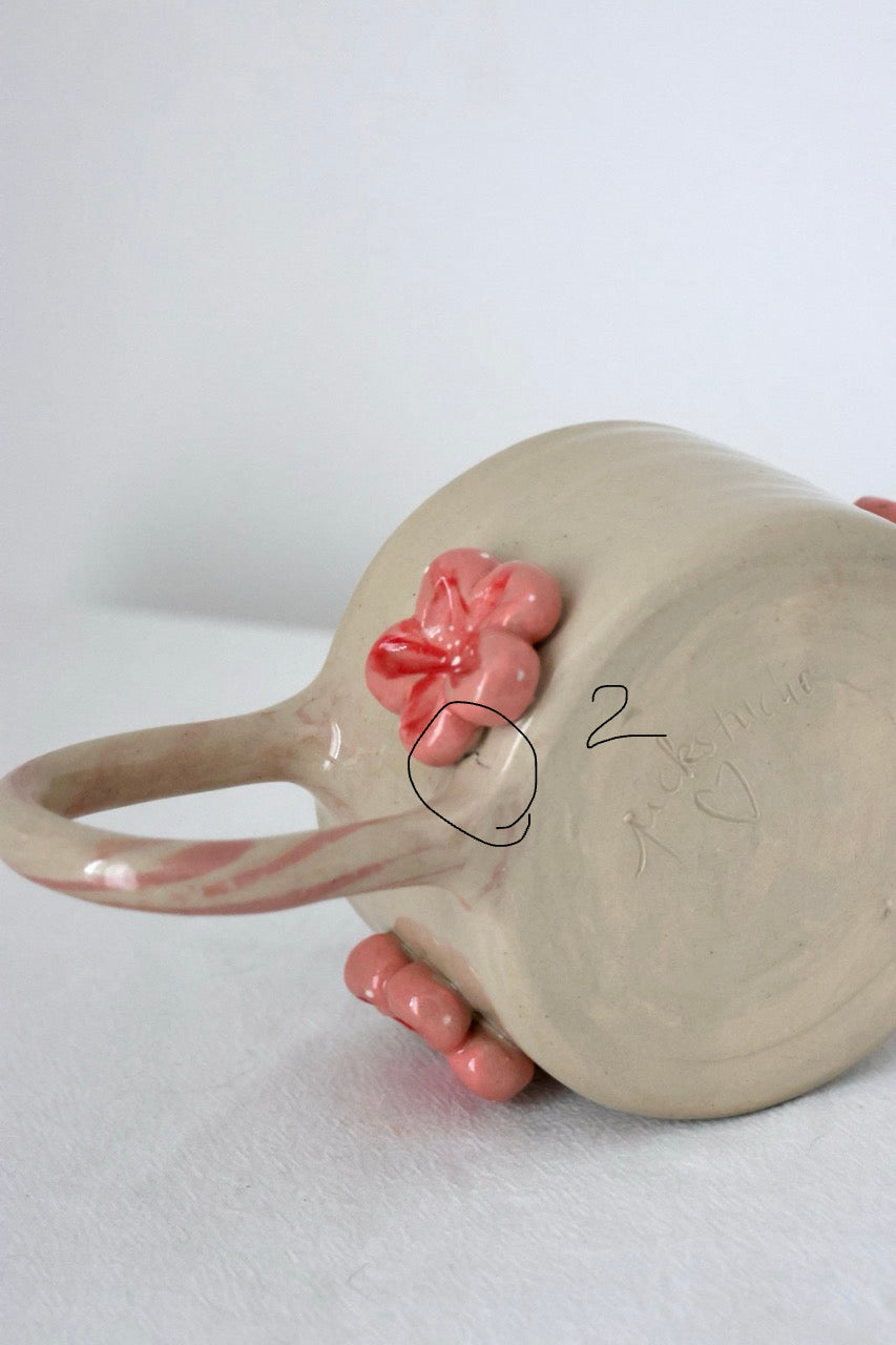 Tasse fleurs marbrée