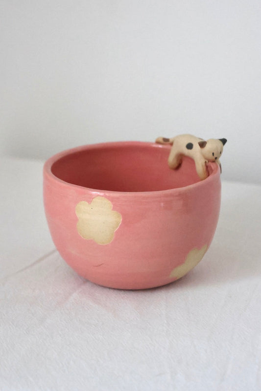 Tasse chat fleurs roses