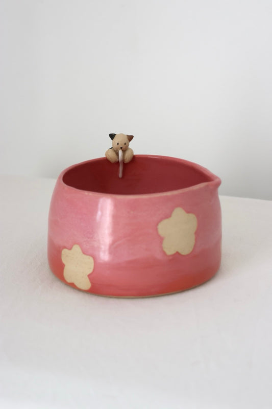 Bol à matcha rose vif