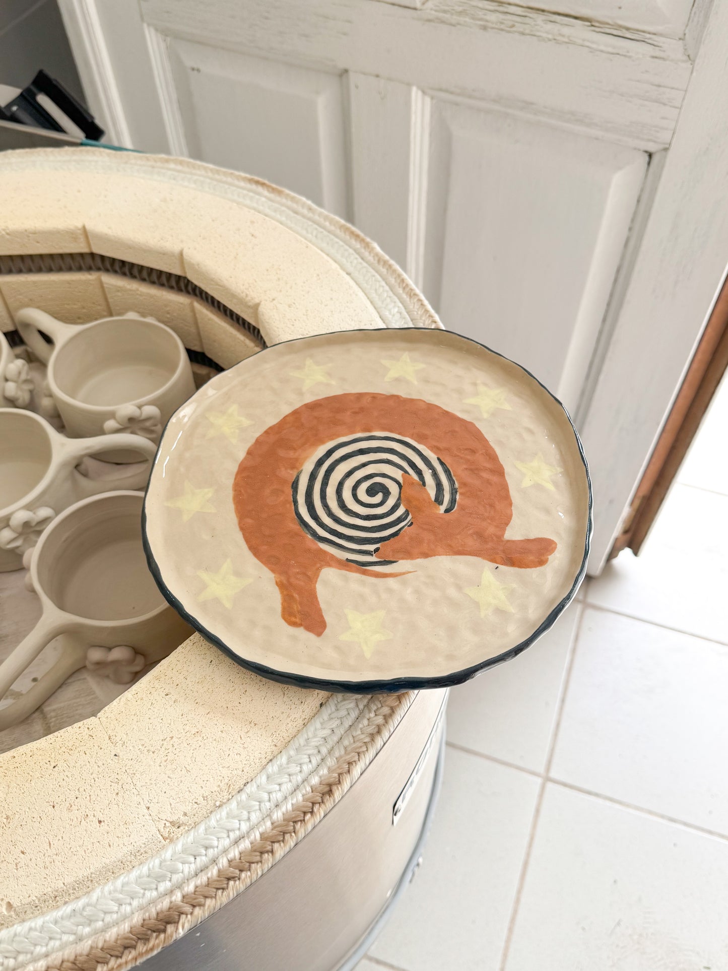 Grande assiette teckel & étoiles