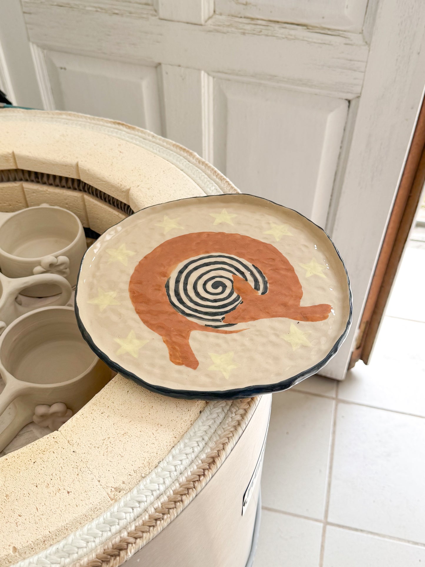 Grande assiette teckel & étoiles